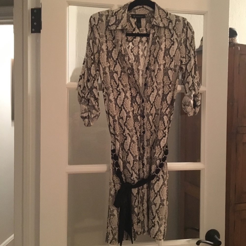 INC low belted dress. Buttons all the way down.
